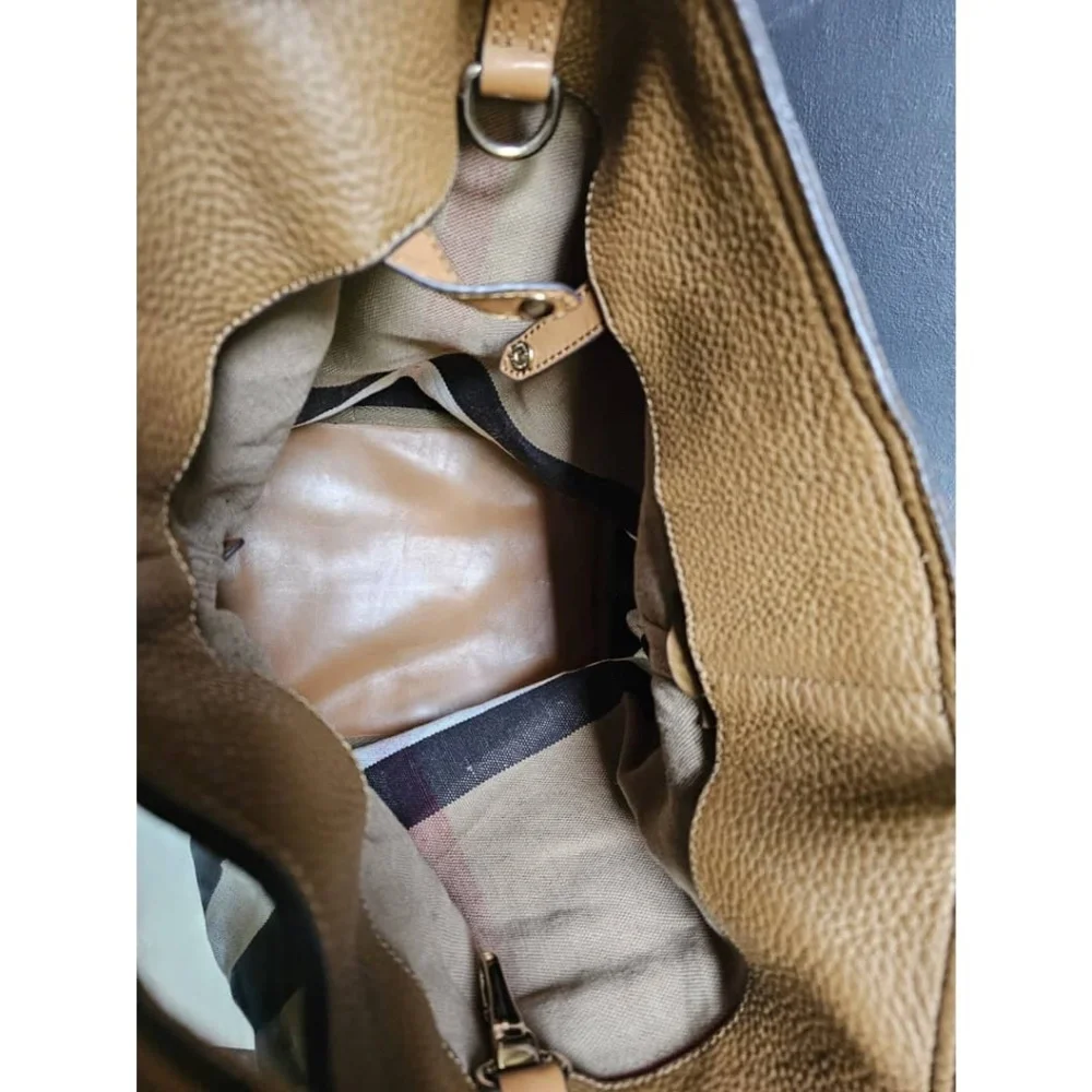 Authentic Burberry Ashby Bucket Bag Brown